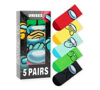 Among Us Chaussettes multicolores Crewmates | 5 paires de designs graphiques amusants pour les garçons | Marchandise de jeu confortable et ludique