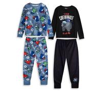 Among Us Ensemble de Pyjamas Manches Longues pour garçons Lot de 2 | Motifs « Team CREWMATE » et « Trust Me » | Vêtements de Nuit Noirs et Bleus pour Enfants