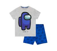 Among Us Pyjama Court de Jeu pour Garçon Ensemble de Pyjama à Manches Corte pour Enfants Gris et Bleu 11-12 Ans