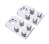 AMONIDA 2PCS 4 Points Plats Bornes de Batterie pour Automobile Marine | Connexion de câble serrée, alliage d\'aluminium, bloc de distribution d\'énergie à 2 rangées et 4 positions pour l\'audio