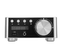 AMONIDA Amplificateur Bluetooth, Amplificateur de Puissance Audio Stéréo 136 W à 2 Canaux avec Puce MA12070, Entrées AUX pour Microphone USB, pour Haut-parleurs de Cinéma Maison, Système Audio Passif