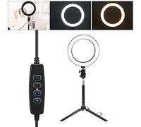 AMONIDA Anneau Lumineux LED en Alliage D'aluminium, 20cm, Lampe de Photographie à intensité Variable, pour Trépied, Bâton de Selfie, Port USB, Lumière Naturelle équilibrée