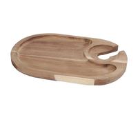 AMONIDA Assiette à Vin en Bois avec Support en Verre, Plateau à Cocktail élégant pour Fêtes, Mini Planche à Charcuterie Compacte 23x15.5cm