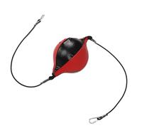 AMONIDA Balle de Frappe à Double extrémité avec Cordon Réglable, Résistante aux Chocs, pour Arts Martiaux, Boxe, Entraînement de Vitesse, Cuir PU (Noir Rouge)