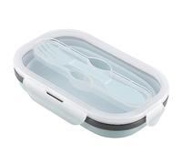 AMONIDA Boîte à Lunch Pliable en Silicone de qualité Alimentaire, Récipient de Stockage de Nourriture Rectangulaire, Récipient à Couvercle étanche, Idéal pour une Utilisation Intérieure et (bleu