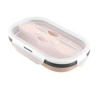 AMONIDA Boîte à Lunch Pliable en Silicone de qualité Alimentaire, Récipient de Stockage de Nourriture Rectangulaire, Récipient à Couvercle étanche, Idéal pour une Utilisation Intérieure et (Abricot