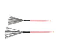 AMONIDA Brosses à Tambour à Double Usage, 2 Pièces, Fil D'érable et D'acier pour les Joueurs de Percussions dans les Groupes de Jazz, Conception Compacte (PINK)