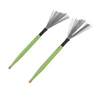 AMONIDA Brosses à Tambour à Double Usage, 2 Pièces, Fil D'érable et D'acier pour les Joueurs de Percussions dans les Groupes de Jazz, Conception Compacte (GREEN)