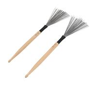 AMONIDA Brosses à Tambour à Double Usage, 2 Pièces, Fil D'érable et D'acier pour les Joueurs de Percussions dans les Groupes de Jazz, Conception Compacte (Couleur du bois)