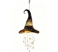 AMONIDA Carillon Suspendu pour Chapeau de Sorcière éclairé, Cadre en de | **Polyester Fer, Utilisation pour Porche, Décoration Intérieure Extérieure, Présentation sur Arbre, Décoration D'Halloween,