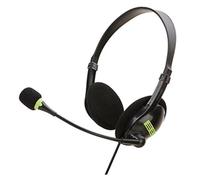 AMONIDA Casque de Jeu avec Bandeau Réglable et Micro Omnidirectionnel pour PC et Ordinateur Portable, Noir et Vert, Filaire, 1 unité (USB)