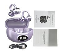 AMONIDA Casque de Traduction BT 5.4 avec écouteurs de Traduction de Langue à Affichage LED pour la Communication Mondiale (Purple)