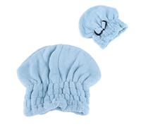 AMONIDA Chapeau de Douche en Molleton de Corail Doux pour Femmes, pour Séchage Rapide, Décoration avec Nœud pour Cheveux, adapté au Bain, 1 unité (Chapeau de princesse bleu Haze)