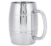 AMONIDA Chope à Bière en Acier Inoxydable de 500 Ml, Double Couche, Durable, pour le Camping, la Randonnée, Utilisation en Extérieur, Argent, 8 X 13 Cm