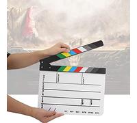 AMONIDA Clap de Réalisateur en Film Acrylique, Accessoire de Coupe avec Stylo Effaçable à Sec, Facile à Nettoyer pour les Accessoires de Tournage (Tableau blanc couleur PAV1CWE4)