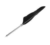 AMONIDA Coffret Cadeau de Papeterie avec Stylo Plume pour Journalisation, écriture et Calligraphie avec Carnet en Cuir, Stylo Plume Rétro et Bouteille D'encre pour échange de Cadeaux (BLACK)