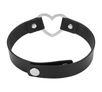 AMONIDA Collier Ras du Cou Tendance en Forme de Cœur en Cuir PU, Accessoire Réglable Unique pour un Usage Quotidien et des Occasions Spéciales, 15,7 Pouces (BLACK)