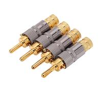 AMONIDA Connecteur de Câble D'enceinte plaqué or 24K, 8.7mm | Connexion facile, 4 pièces, Laiton de haute qualité, Conception à verrouillage sécurisé