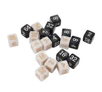 AMONIDA Dés Numérotés à Coins Carrés en Plastique 20 Pièces, Dés de Conception Multiplicateur, Noirs Blancs Nacrés pour Jeux de société, Jeux Mathématiques et éducatifs