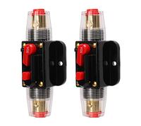 AMONIDA Disjoncteur en Ligne 12-24V, Porte-fusible à Réinitialisation Manuelle pour Système Audio de Bateau de Voiture, Protection à Courant élevé, Paquet de 2 (50A)