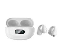 AMONIDA Écouteurs Bluetooth, écouteurs sans Fil à Oreille Ouverte à Conduction Osseuse avec Affichage Numérique et Son HiFi, pour la Course à Pied Sportive et l'entraînement (White)