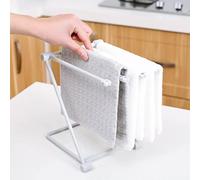 AMONIDA Égouttoir à linge de comptoir, léger, pliable, structure stable, support à 4 bras pour gants de toilette pour cuisine (gris clair)