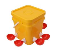 AMONIDA Ensemble de Bols d'alimentation Automatique pour Poulets, 12l, Idéal pour L'hydratation des Volailles, Comprend des Gobelets pour Canards et Oies (Seau + Grand Bol Rouge + Vis Noires)