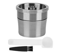 AMONIDA Ensemble de Capsules de café Réutilisables en Acier Inoxydable avec Cuillère et Brosse pour Machine à café, Accessoires de Filtre, Durables et Faciles à Nettoyer, Taille 3,8 X 3,9 Cm