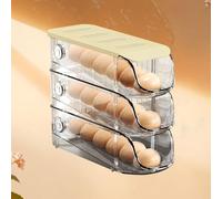 AMONIDA Ensemble de Conteneurs à œufs pour Réfrigérateur, Conception à Roulement Automatique Empilable pour une Organisation Efficace de la Cuisine, 3 Pièces en Plastique 10,2x8,9x3,7 Pouces (Blanc