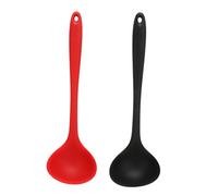 AMONIDA Ensemble de Cuillères à Soupe en Silicone, Louche de Cuisine Multifonctionnelle pour la Cuisine, 2 Pièces, Silicone de qualité Alimentaire, Facile à Nettoyer, Noir Rouge