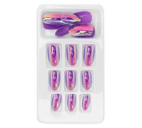 AMONIDA Ensemble de Faux Ongles à Couverture Complète, 24 Pièces, Pointes Détachables de Couleur Vive à la Mode pour les Fêtes, les Mariages et la Vie Quotidienne (#2)