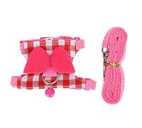 AMONIDA Ensemble de Harnais pour Petits Animaux de Compagnie, Gilet en Coton Doux à Carreaux Roses, Laisse pour Furet, Chinchilla, écureuil, 100% Neuf (S)