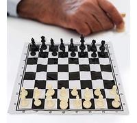 AMONIDA Ensemble de Jeu D'échecs International - Tableau Compact Noir et Blanc pour Un Rangement et Un Voyage Faciles - Idéal pour Les 6 Ans et Plus