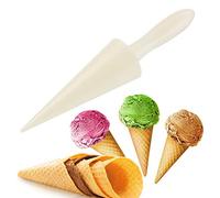 AMONIDA Ensemble de Moules à Cônes de Crème Glacée, 2 Pièces, qualité Alimentaire, ABS, Outil de Cuisson Durable pour Bricolage, Cônes de Crème Glacée, 9,3 Pouces, Blanc