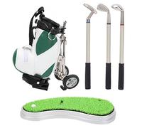 AMONIDA Ensemble de Sacs de de Bureau, Ensemble de Stylos Amusants sur Le Thème du avec 3 Stylos D'écriture pour Une Utilisation au Bureau, Mini Sac de et Base Inclus, pour Les Golfeurs (Vert Blanc)
