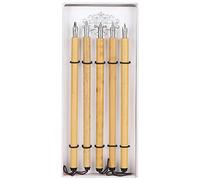 AMONIDA Ensemble de Stylos à Tremper en Bambou 5 Pièces, Kit de Calligraphie et de Dessin avec Emballage en Boîte Cadeau, Parfait pour les Artistes et les étudiants (jeu de plumes plates)