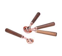 AMONIDA Ensemble de Tasses à Mesurer en or Rose, 4 Pièces, Design Ergonomique, Multifonctionnel pour la Cuisson en Cuisine, en Acier Inoxydable et en Noyer (Petite cuillère doseuse en or rose, lot