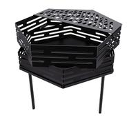 AMONIDA Foyer D'extérieur Hexagonal en Acier au Carbone, Foyer à Bois avec Grille pour Le Camping et L'arrière-Cour, 1 unité