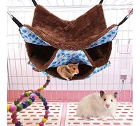 AMONIDA Hamac à Trois Couches pour Animaux de Compagnie - Sac de Couchage Chaud Doux et Confortable pour Hamster et Petits Animaux de Compagnie - Facile à Nettoyer et à Ranger, 32 X 32 Cm (Blue)