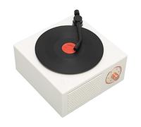 AMONIDA - Haut-Parleur Bluetooth de Style Lecteur de Disque Vinyle, Design Rétro Classique, Multifonction pour la Maison et Les Voyages, Son Naturel (White)
