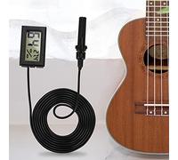 AMONIDA Humidimètre de Température de Précision pour une Mesure Précise des Conditions Intérieures pour Guitare, Violon, ukulélé, Hygromètre LCD à Câble de 1,5 M (BLACK)