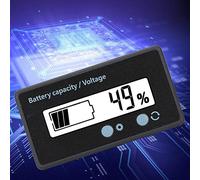 AMONIDA Indicateur de capacité de Batterie étanche, écran LCD pour Batteries 12-84V, Conception Compacte et Robuste, Vert 6,1x3,3 Cm (Blanc 6000K-6500K)