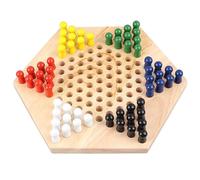 AMONIDA Jeu de Dames Chinoises, Grand Plateau en Bois | Bois d\'hévéa durable, pièces de jeu colorées, interaction parent-enfant