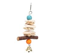 AMONIDA Jouets en Os de Seiche de qualité Supérieure avec Cloche pour S'amuser à Mâcher pour Perroquets Gris Africains et Petits Animaux de Compagnie, Matériaux Naturels (15CM)