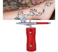 AMONIDA Kit D'aérographe Professionnel, Mini Ensemble de Brosses à Air de Pulvérisation de 0.3mm, Compact pour la Peinture de Modèles, la Peinture Artistique, les T-shirts (rouge)