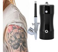 AMONIDA Kit D'aérographe Professionnel, Mini Ensemble de Brosses à Air de Pulvérisation de 0.3mm, Compact pour la Peinture de Modèles, la Peinture Artistique, les T-shirts (BLACK)