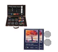 AMONIDA Kit de Peinture pour Enfants, Ensemble de 88 Fournitures d'art, Crayons de Couleur, Pastels à l'huile, Pastels à la Craie, Carnets de Croquis avec un Design adapté aux Débutants, Idéal