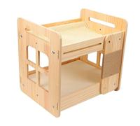 AMONIDA Lit pour Chat en Bois Massif, Condo à Deux Niveaux avec Griffoir | Maison D'intérieur pour Chat, Matériau D'art en Fer, Corde en Sisal Naturel, Espace de Repos fermé, Lisse et Facile à