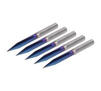 AMONIDA Lot de 5 Embouts de Gravure en Acier au Tungstène, 2 Cannelures, Pointe en V, Tige de 4 Mm, Outil de Sculpture Droit avec Poli Miroir, Idéal pour le Bois, le MDF, l'aluminium, l'acrylique