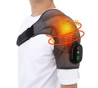 AMONIDA Masseur D'épaule, 3 Vitesses de Vibration et de Chauffage, Affichage LED, Batterie 5000 MAh, Coussin Chauffant D'épaule sans Fil avec Sangle Réglable, Triple Méthode de Massage